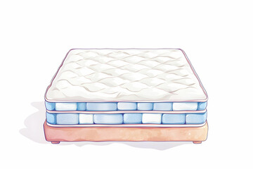 Detailed Illustration of Cozy Mattress Design with Soft Padding and Layered Comfort for Home Bedroom Decor