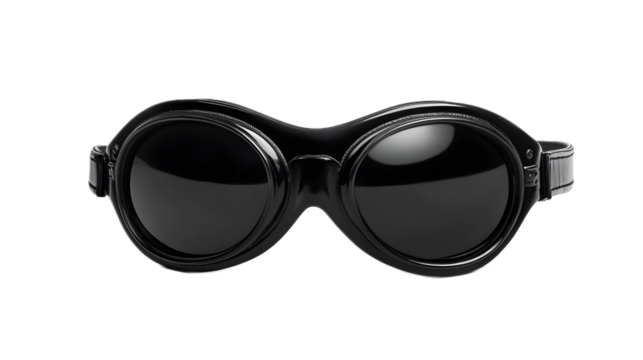 Black gorgeous biker goggles on a transparent background. isolated background.