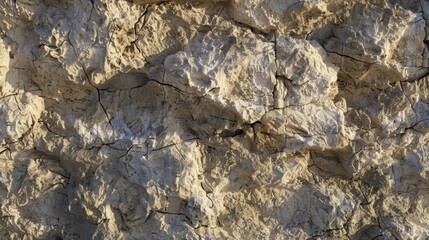 Naklejka premium Close-up view of textured rock surface with cracks and crevices.