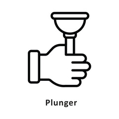 Plunger Vector Outline Icon. Eps 10 File