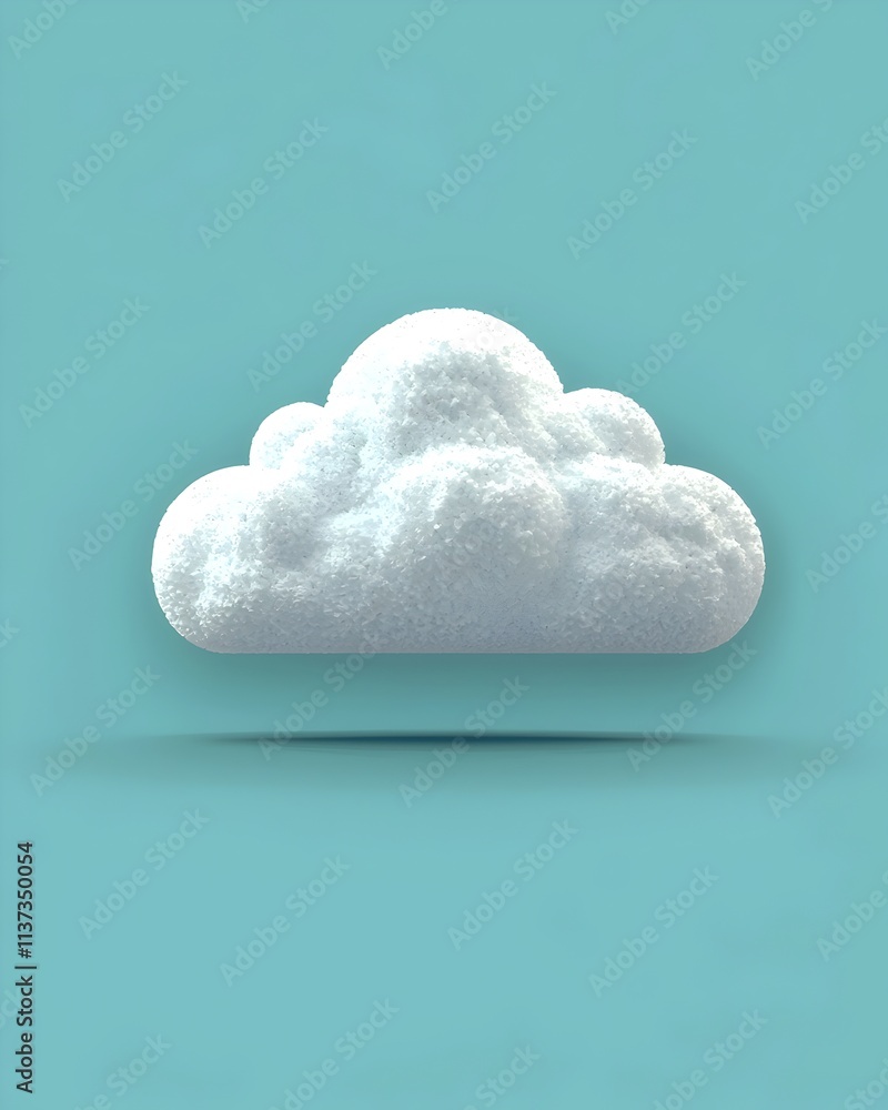 Aufkleber a fluffy white cloud floating against a serene teal background, creating a calming and whimsical atm