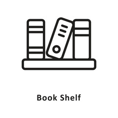 Book Shelf Vector Outline Icon. Eps 10 File