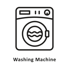 Washing Machine Vector Outline Icon. Eps 10 File