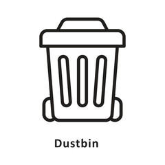 Dustbin Vector Outline Icon. Eps 10 File