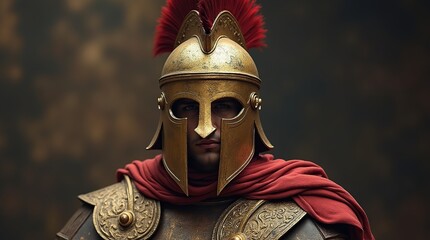 Ancient Assyrian Warrior Wearing a Detailed Bronze Helmet