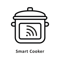 Smart Cooker Vector Outline Icon. Eps 10 File