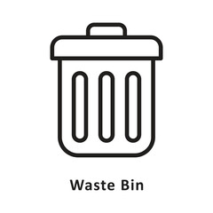 Waste Bin  Vector Outline Icon. Eps 10 File