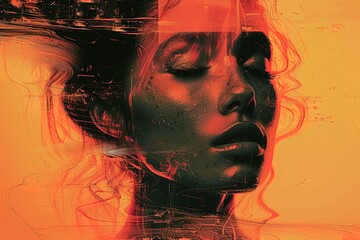 A woman's face is blurred and distorted