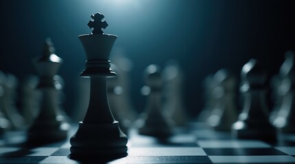Dramatic Close-Up of Black Chess King on a Chessboard