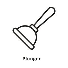 Plunger Vector Outline Icon. Eps 10 File