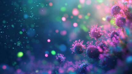 Medical science concept. World Cancer Day. Viruses and bacteria. Close up view of Cancer or virus cells. Medical background with cancer cell. Microbiology And Virology. Viruses in infected organism