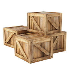 Old closed wooden crate box isolated on white background