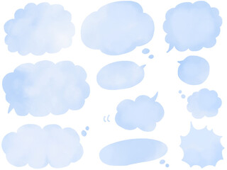 吹き出し：水彩風の手描きフキダシのセット