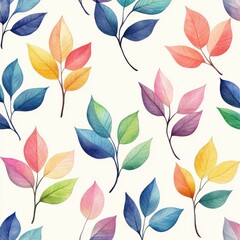 Watercolor leaf branches seamless pattern design