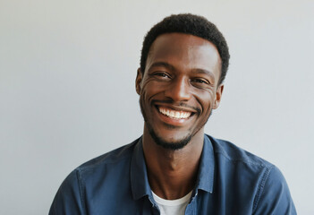 Obraz premium portrait of smiling man showing his white straight teeth. Positive human facial expressions and emotions.