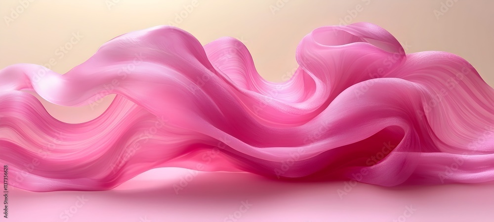 Poster an elegant flow of soft, pink fabric creating a smooth and dreamy visual effect, conveying a sense o