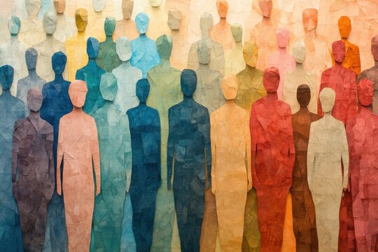 Colorful human silhouettes in abstract art