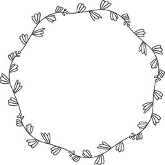 Floral Wreaths and Leaves Wedding Decoration Illustration
