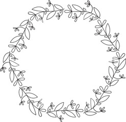 Floral Wreaths and Leaves Wedding Decoration Illustration
