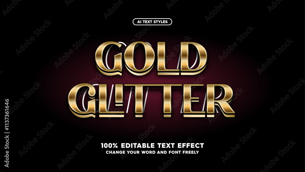 Poster gold text styles. futuristic golden font effect with polished metallic letters. ideal for high-tech 