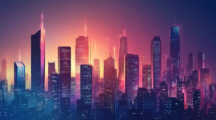 Fototapeta premium Futuristic Cityscape at Night A Stunning Cyberpunk Metropolis Skyline for Sci Fi, Fantasy, and Technology Projects