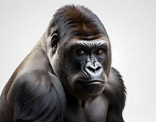 Obraz premium The gorilla’s furrowed brow tells a story of longing.