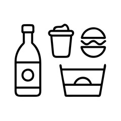 food and drink icons icon, world tourism day line art, tourism icon - simple black line art icon of food and drink icons, for world tourism daycelebrations. tourism vector art.