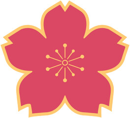 Cherry blossoms flower gold line
