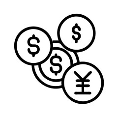 icon of different currencies icon, world tourism day line art, tourism icon - simple black line art icon of icon of different currencies, for world tourism daycelebrations. tourism vector art.