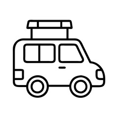 road trip car icon, world tourism day line art, tourism icon - simple black line art icon of road trip car, for world tourism daycelebrations. tourism vector art.