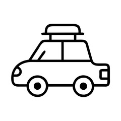 road trip car icon, world tourism day line art, tourism icon - simple black line art icon of road trip car, for world tourism daycelebrations. tourism vector art.