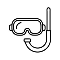 scuba diving mask icon, world tourism day line art, tourism icon - simple black line art icon of scuba diving mask, for world tourism daycelebrations. tourism vector art.