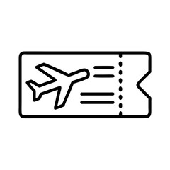 airplane ticket icon, world tourism day line art, tourism icon - simple black line art icon of airplane ticket, for world tourism daycelebrations. tourism vector art.