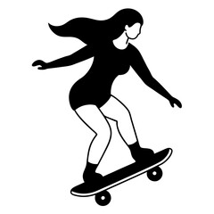  a woman is playing skateboarding