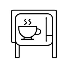 coffee break sign icon, coffee day line art, coffee day icon - simple black line art icon of coffee break sign, symbolizing coffee day celebrations. coffee day vector art.