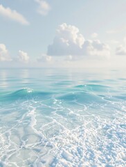 Obraz premium Soft focus on a serene oceanic surface with subtle wave ripples and gentle sea foam on the horizon , peaceful atmosphere, soft focus, ocean waves