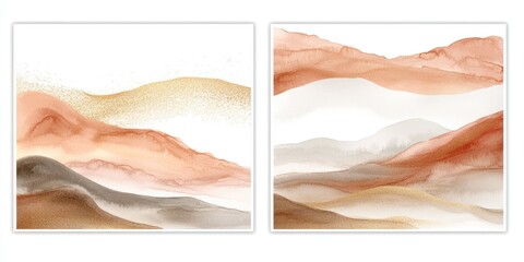 Mountain range watercolor illustrations