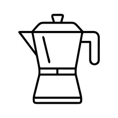 coffee pot icon, coffee day line art, coffee day icon - simple black line art icon of coffee pot, symbolizing coffee day celebrations. coffee day vector art.