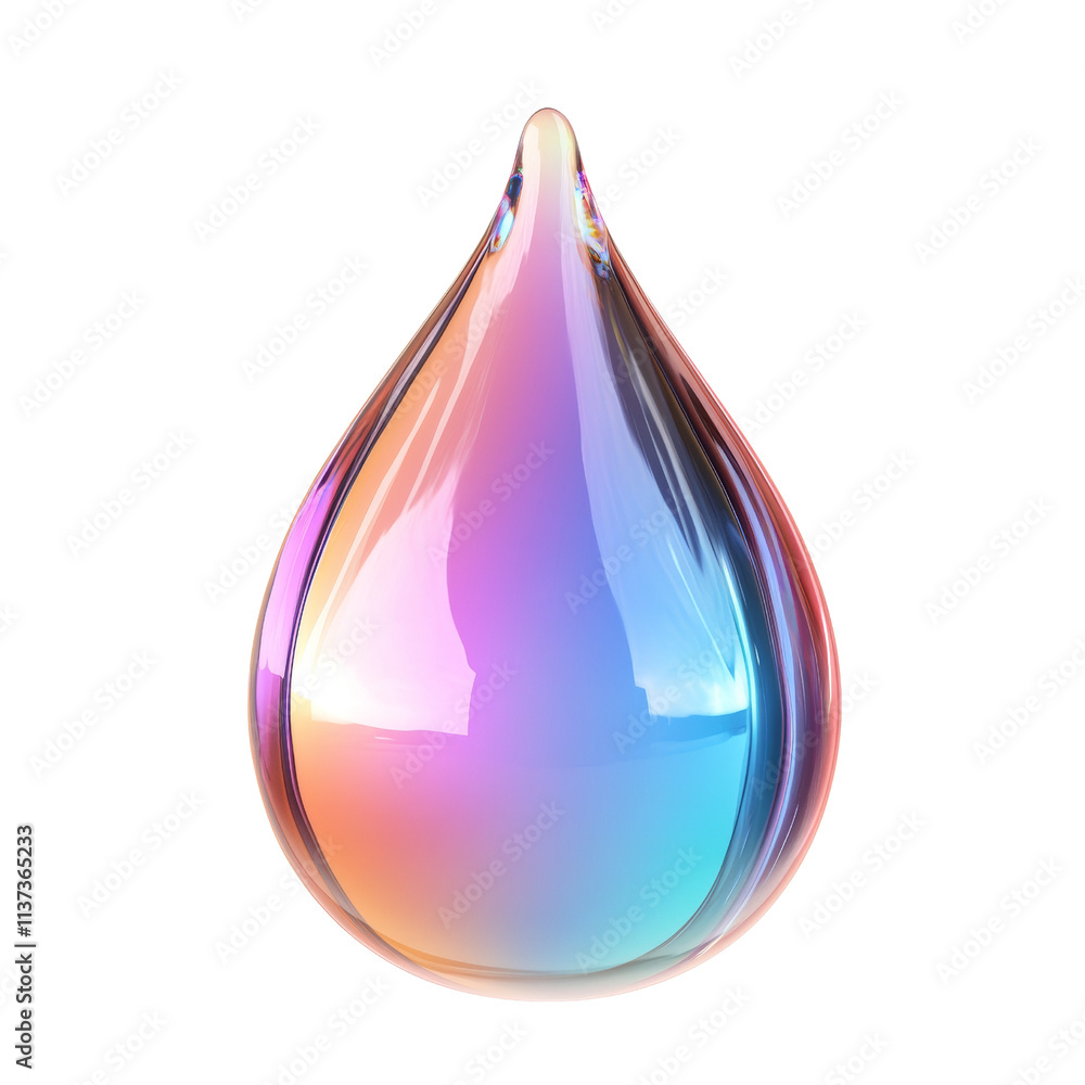Poster gradient water drop 3d holographic icon on transparent background
