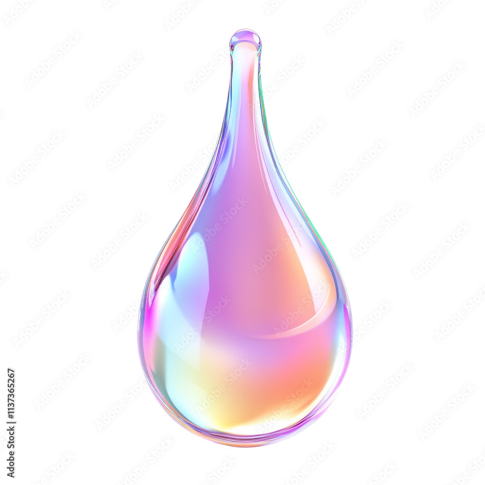 Poster gradient water drop 3d holographic icon on transparent background