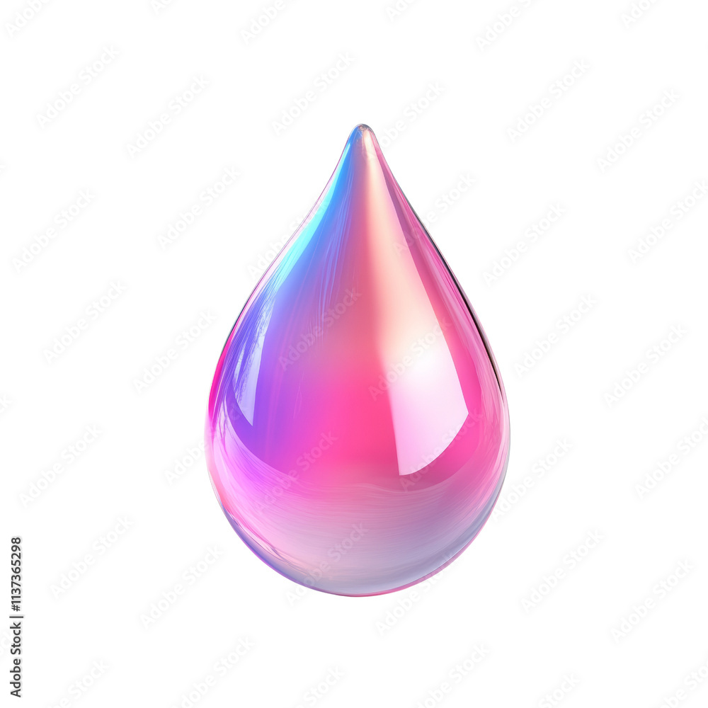 Poster gradient water drop 3d holographic icon on transparent background