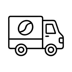coffee truck icon, coffee day line art, coffee day icon - simple black line art icon of coffee truck, symbolizing coffee day celebrations. coffee day vector art.
