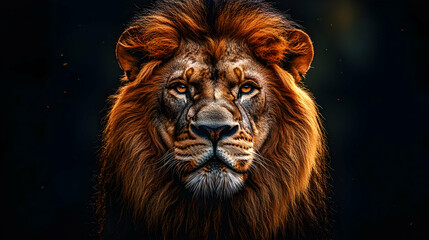 Fototapeta premium Majestic Lion Portrait: A Powerful Close-Up of a King of the Jungle
