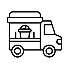 coffee truck icon, coffee day line art, coffee day icon - simple black line art icon of coffee truck, symbolizing coffee day celebrations. coffee day vector art.