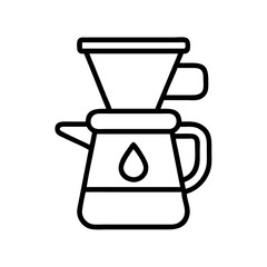 drip coffee maker icon, coffee day line art, coffee day icon - simple black line art icon of drip coffee maker, symbolizing coffee day celebrations. coffee day vector art.