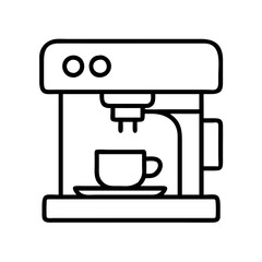 espresso machine icon, coffee day line art, coffee day icon - simple black line art icon of espresso machine, symbolizing coffee day celebrations. coffee day vector art.