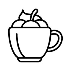 pumpkin spice latte icon, coffee day line art, coffee day icon - simple black line art icon of pumpkin spice latte, symbolizing coffee day celebrations. coffee day vector art.