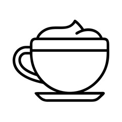 cappuccino cup icon, coffee day line art, coffee day icon - simple black line art icon of cappuccino cup, symbolizing coffee day celebrations. coffee day vector art.