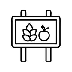 farmers market sign icon, vegetarian day line art, vegetarian icon - simple black line art icon of farmers market sign, or vegetarian day celebrations. vegetarian day vector art.
