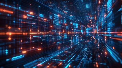 A dynamic holographic graph with glowing data points suspended in mid-air, surrounded by digital interfaces, vibrant neon light trails,